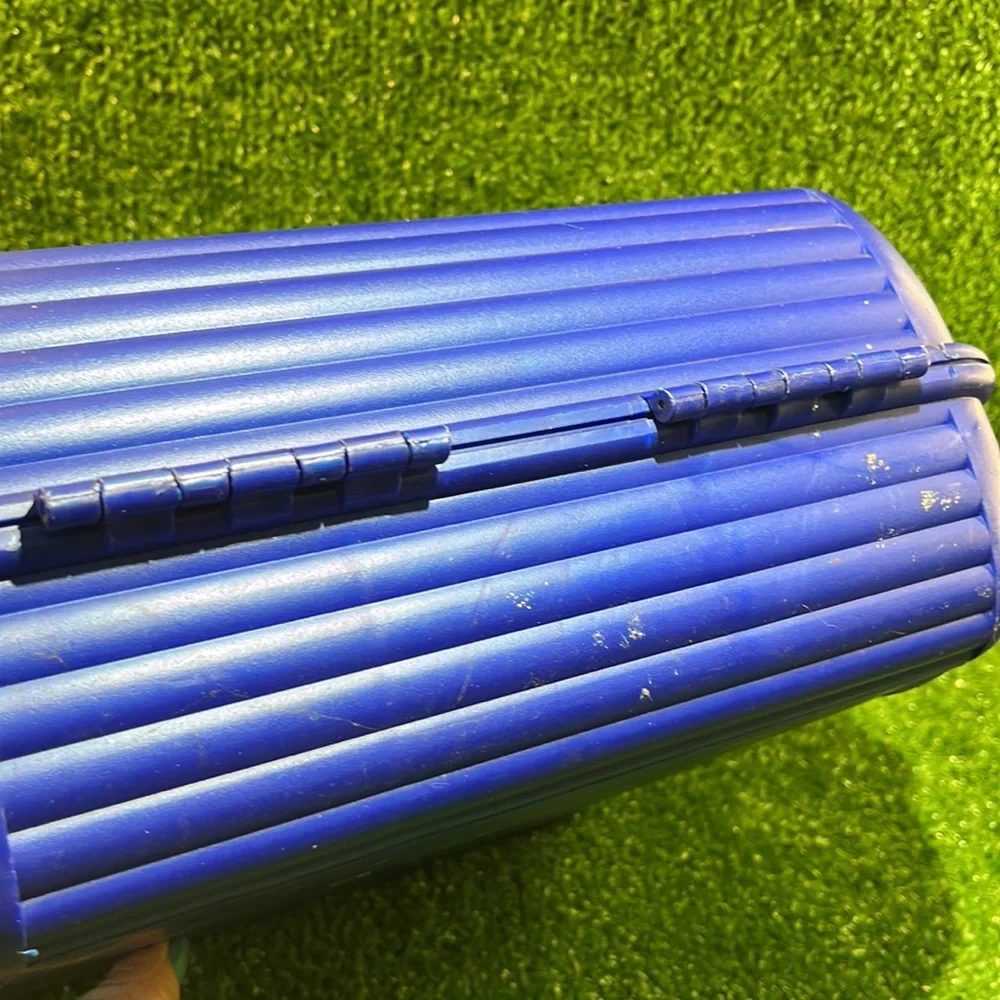 Vintage SASSABY Blue Makeup Travel Case Jewelry Box Organizer with Mirror